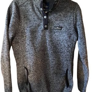 Simply Southern grey/ Black Heather pullover snap Henley 4 snap Hand pockets
